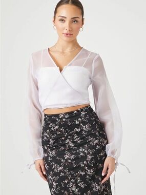 Forever 21 dusty lavender sheer organza wrap top, size small